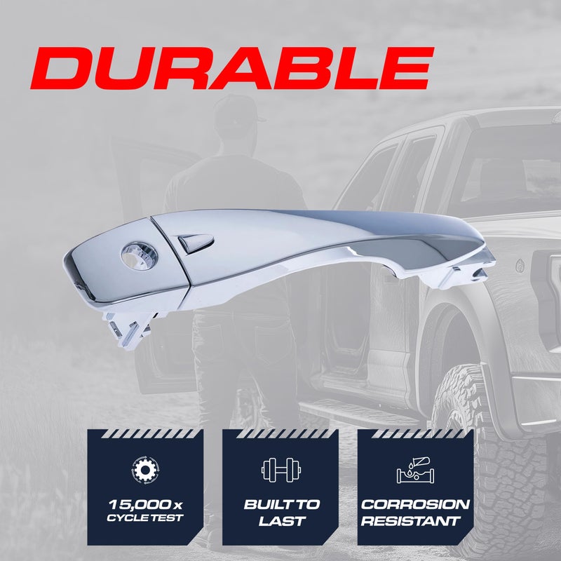 Master Tailgaters Exterior Door Handle Chrome Replacement for Nissan Altima (13-15), Pathfinder (13-16) OE Part # 80640-3TA3A, 80645-3TA1A, 80640-3TA1A, 80645-3TA0A | Front Left Driver Side w/Keyhole - Image 3